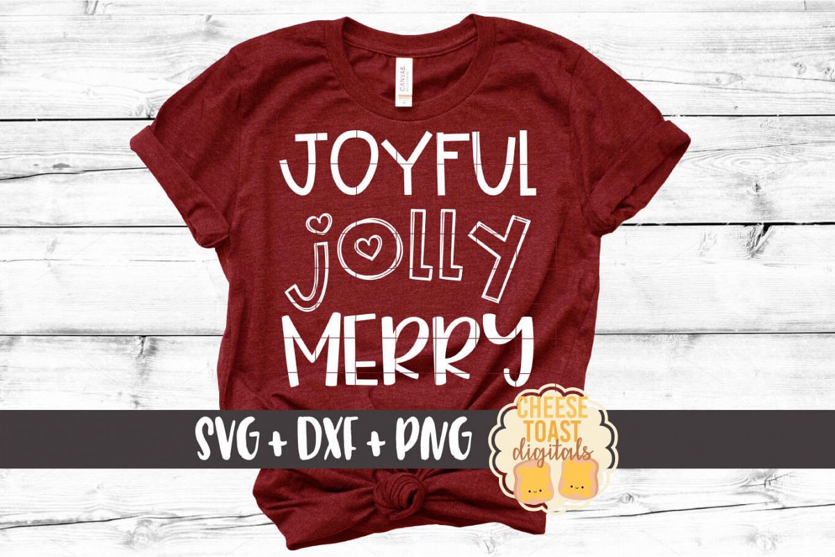 Joyful Jolly Merry - Christmas SVG PNG DXF Cut Files example image 1
