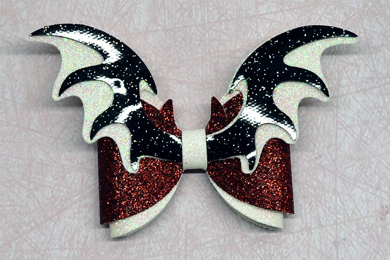 Wings Hair bow template SVG, DIY leather bow template example image 1