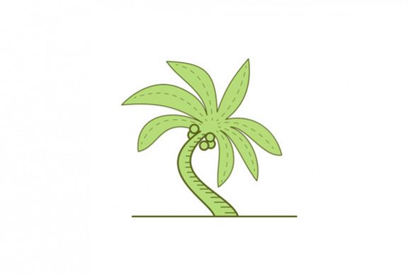 Curved Palm Tree Mono Line example image 1