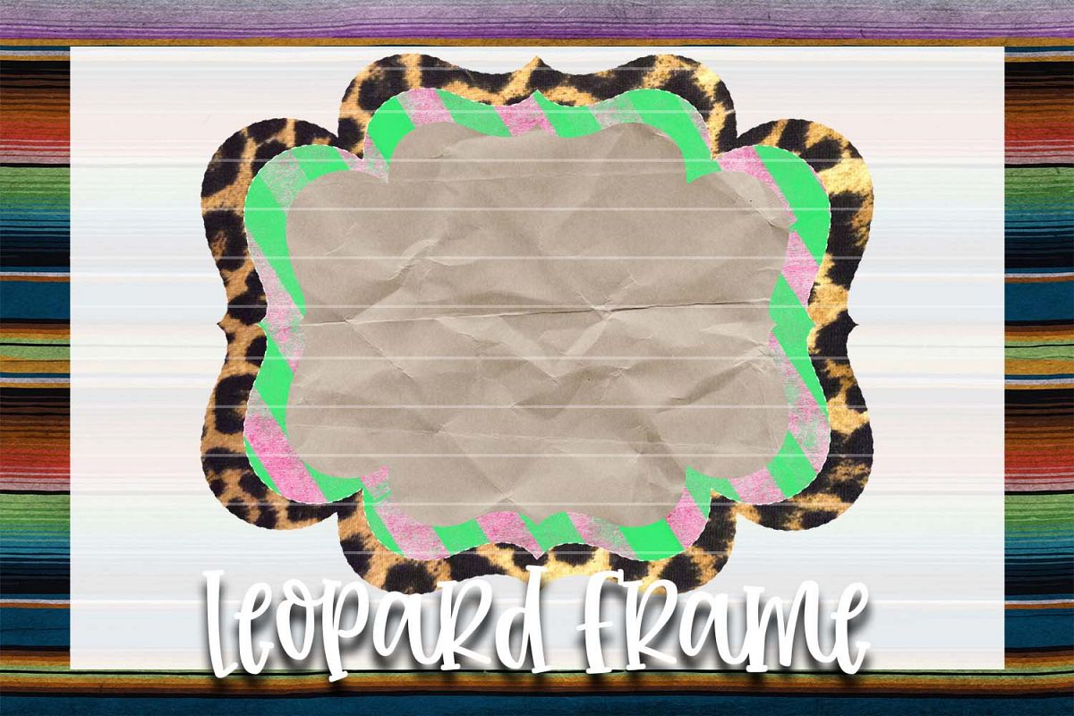 Pink & Green Leopard Frame Background Element example image 1