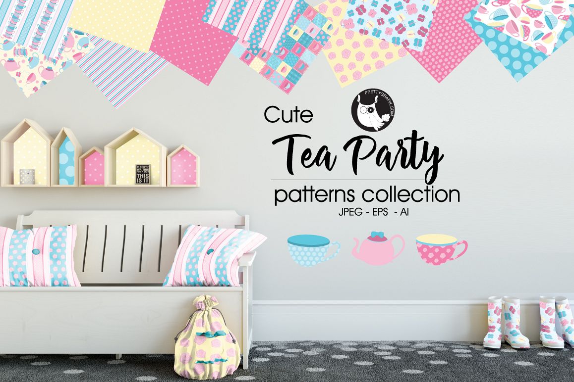 Tea prty, digital papers example image 1