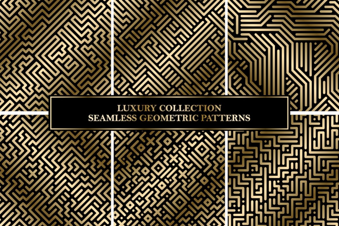 Golden seamless geometric patterns example image 1