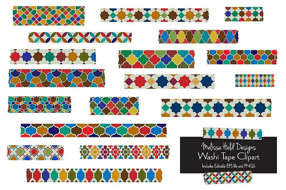 Moroccan Tile Washi Tape Clipart example image 1