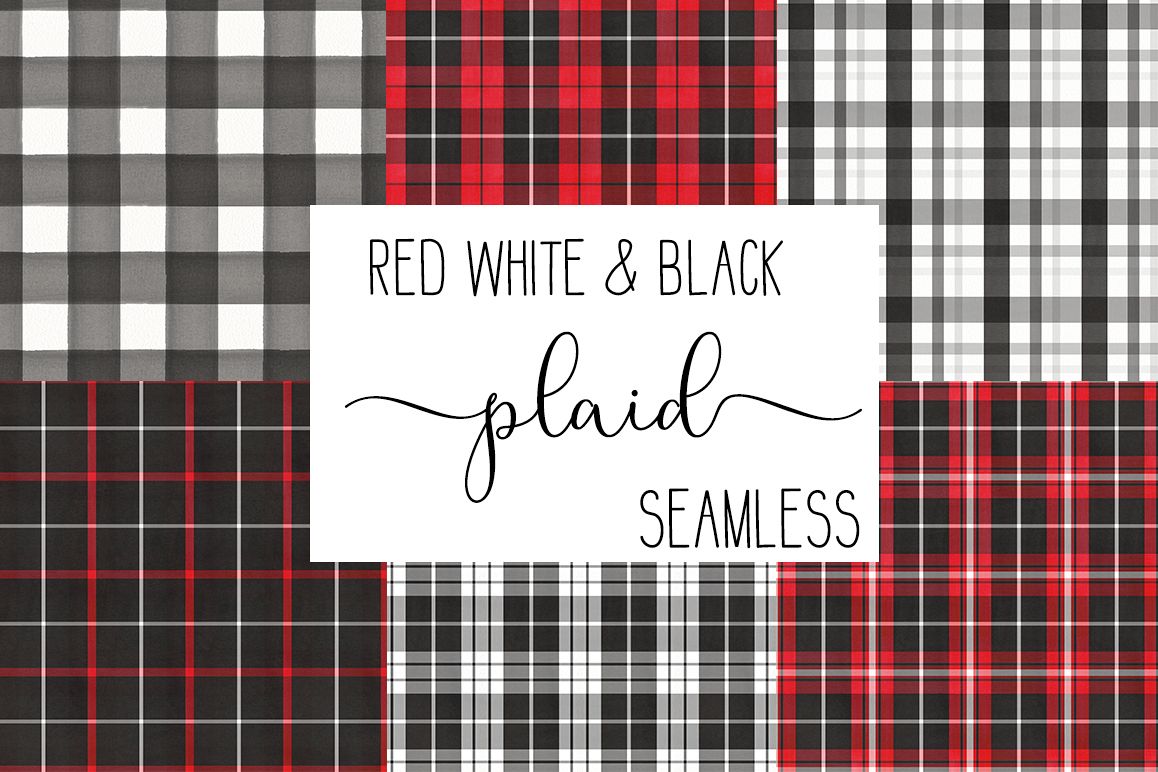 Black, white and red plaids Buffalo checks patterns
