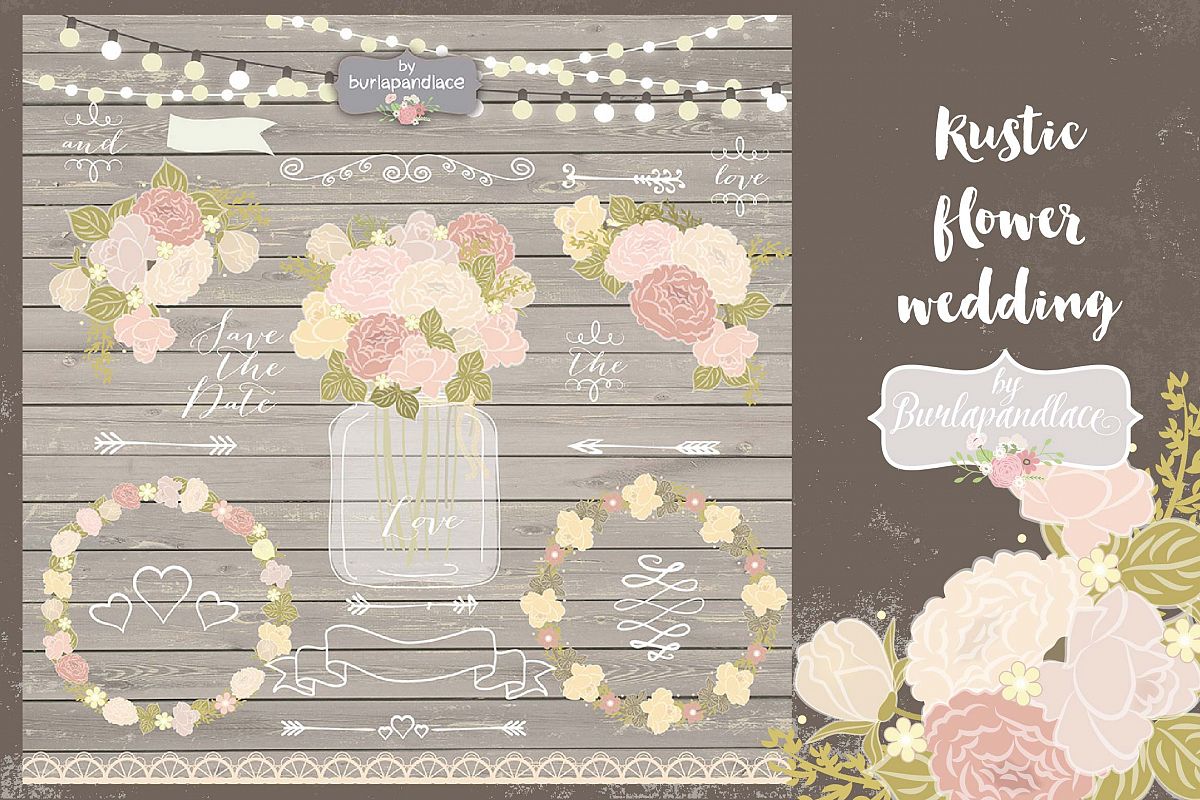 Peach rustic flower clip arts example image 1