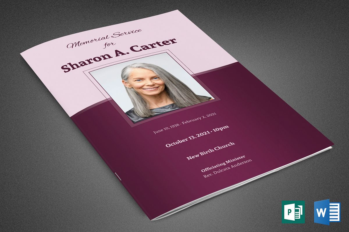 Sugar Plum Funeral Program Template example image 1