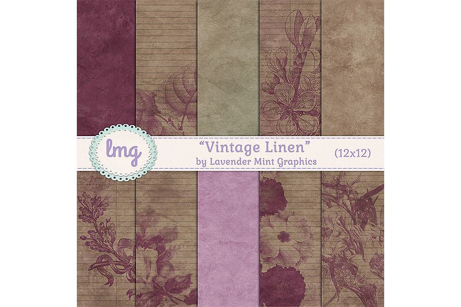 Vintage Linen Digital Papers example image 1
