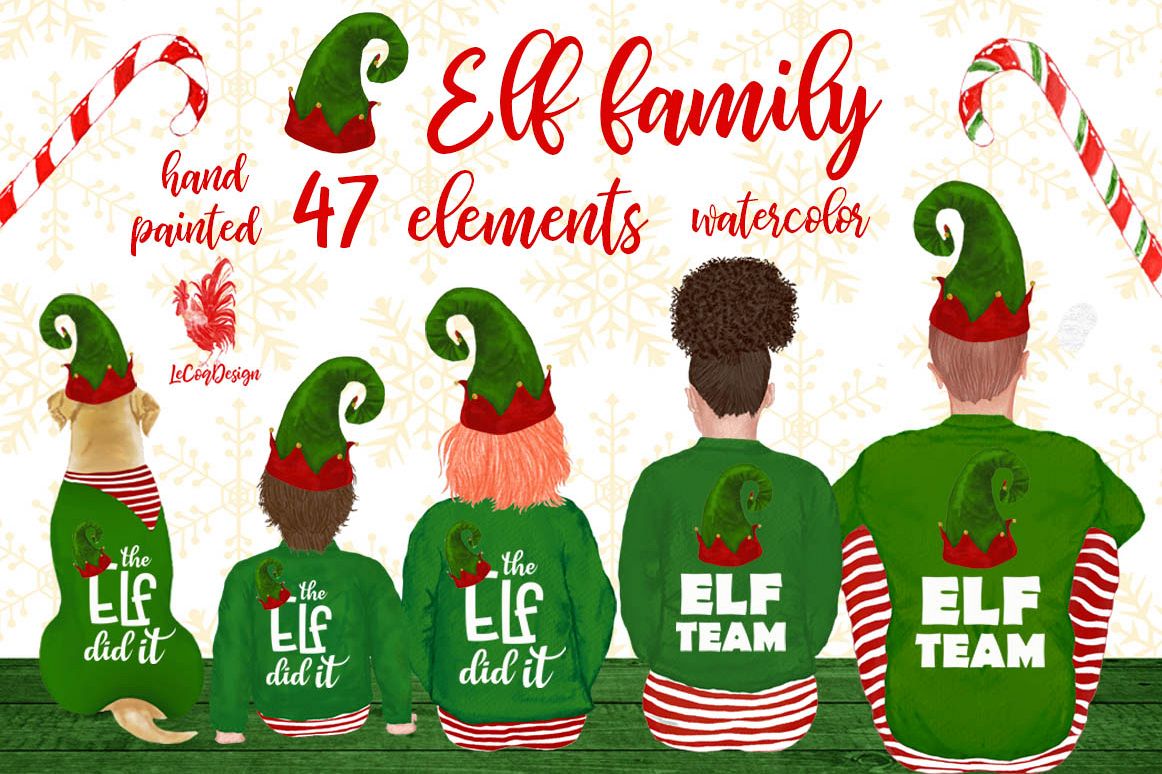 Christmas Family Clipart Elf Hat Santa Little Helpers