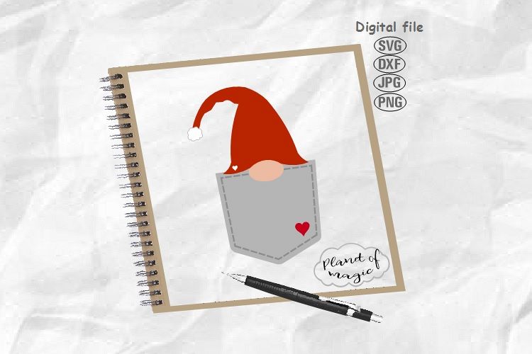 Gnome Svg, Gnome Pocket Svg, Gnome Cut File, Peeking Gnome example image 1