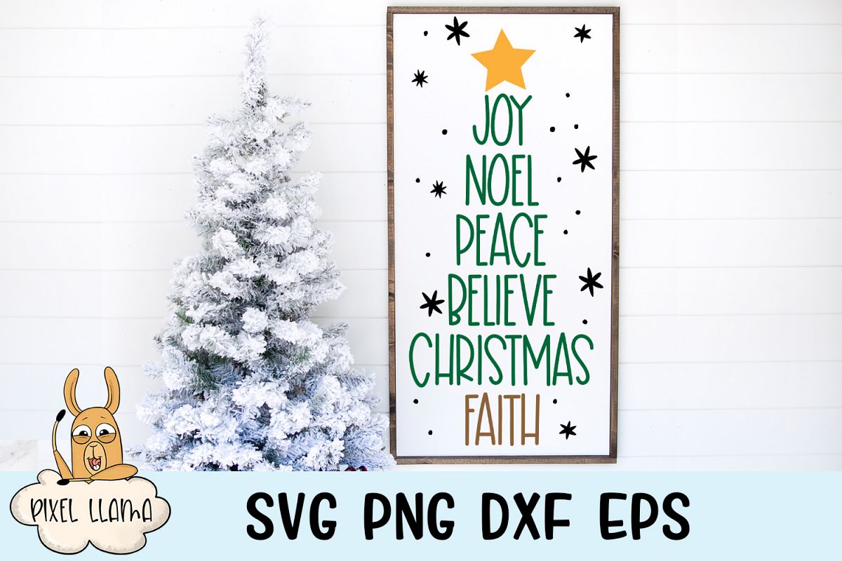 Joy Noel Peace Believe Christmas Faith Christmas Sign SVG example image 1
