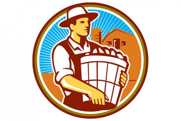 Organic Farmer Harvest Basket Circle Retro example image 1
