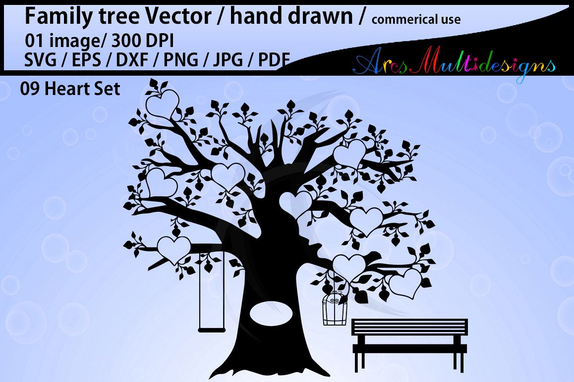 Download family tree clipart SVG, EPS, Dxf, Png, Pdf, Jpg / family tree silhouette / hand drawn family ...