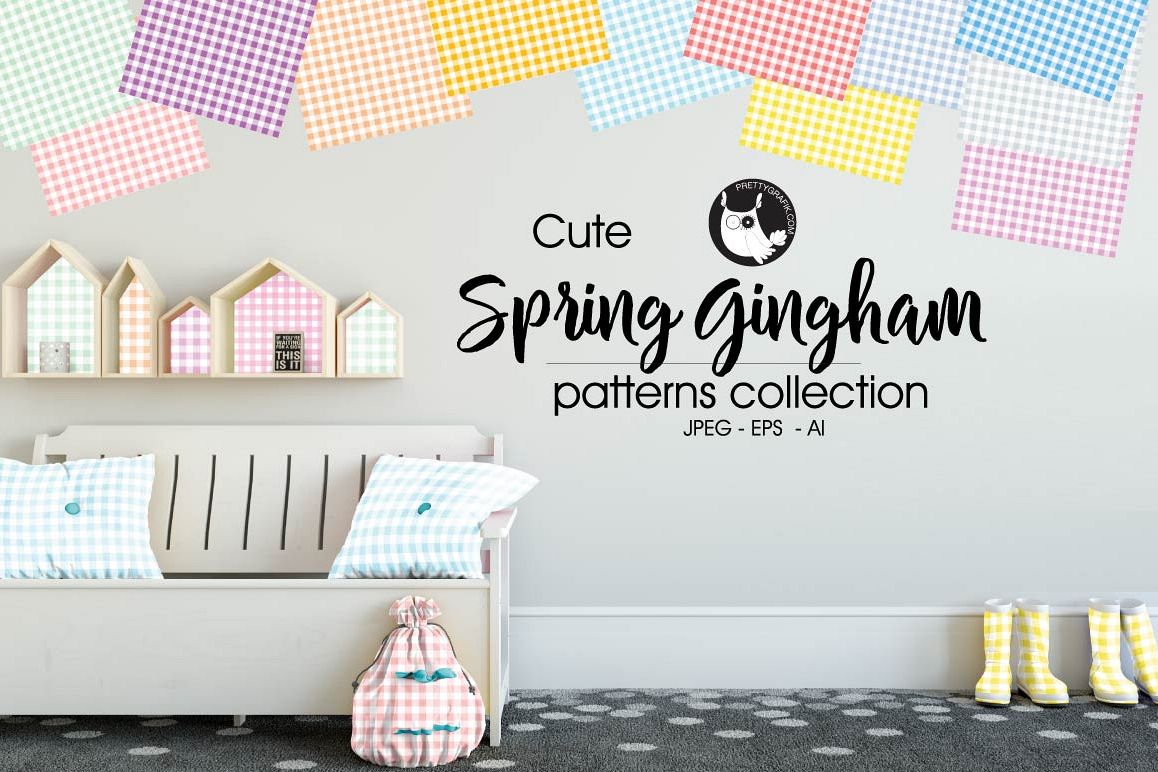 spring-gingham, digital papers example image 1