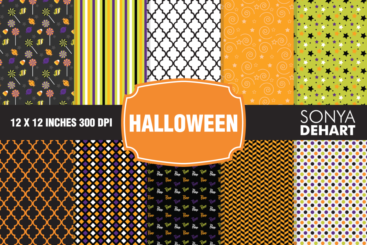 Halloween Digital Paper Pattern Pack example image 1