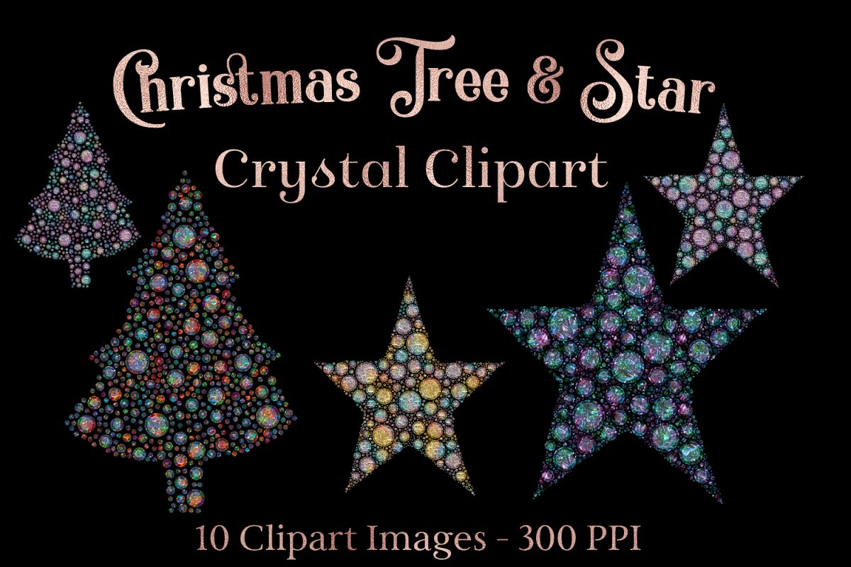Christmas Tree and Star Crystal Clipart example image 1