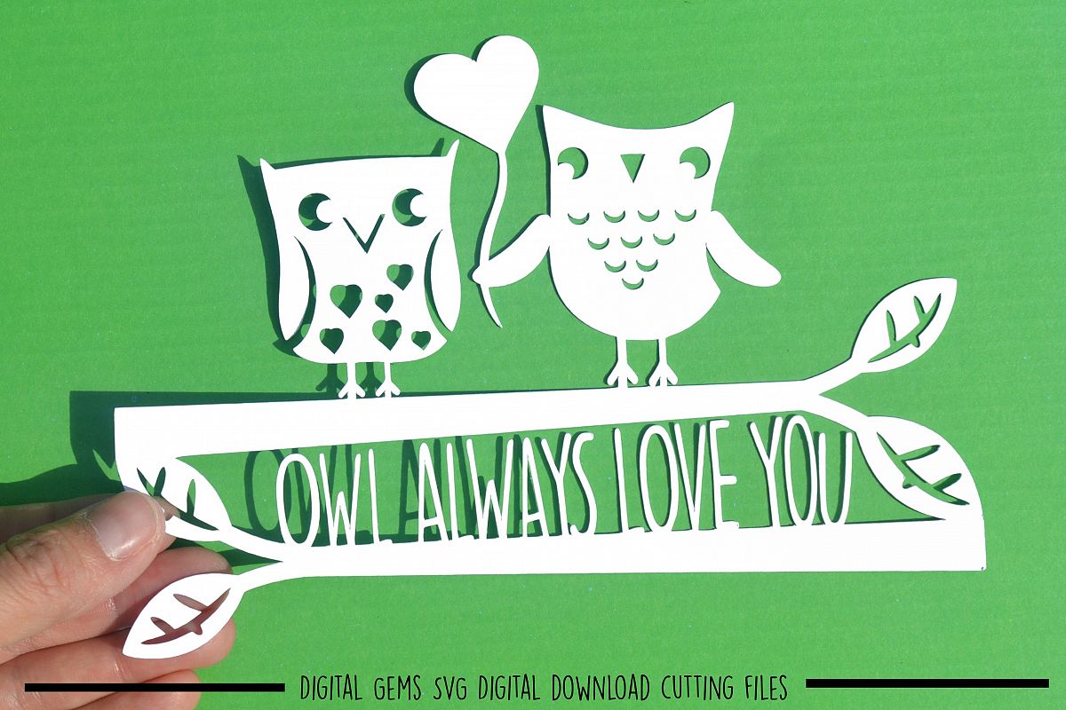 Owl always love you paper cut SVG DXF EPS files example image 1