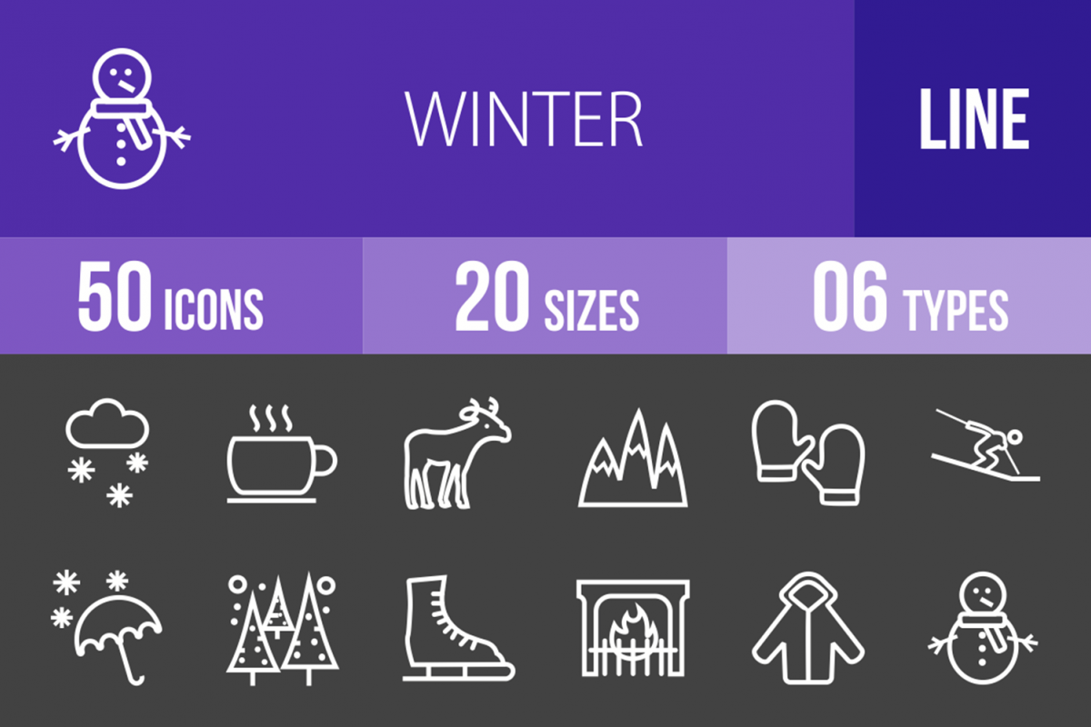 50 Winter Line Inverted Icons example image 1