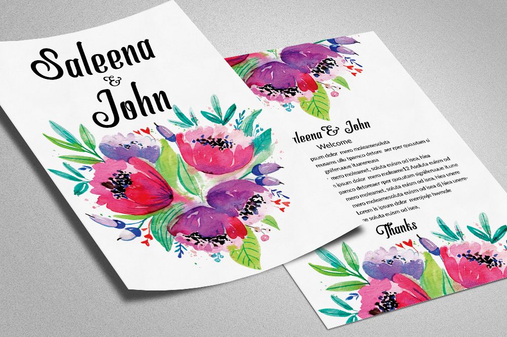 Double Sided Wedding Invitation Card example image 1