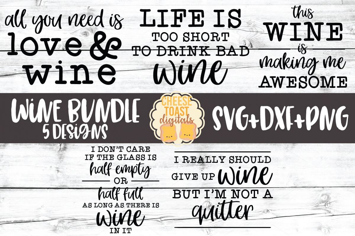 Wine Sign Bundle - 5 Designs SVG PNG DXF Cut Files