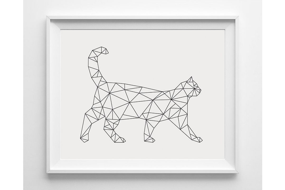 Geometric Cat Print, Minimalist Wall Art Download example image 1
