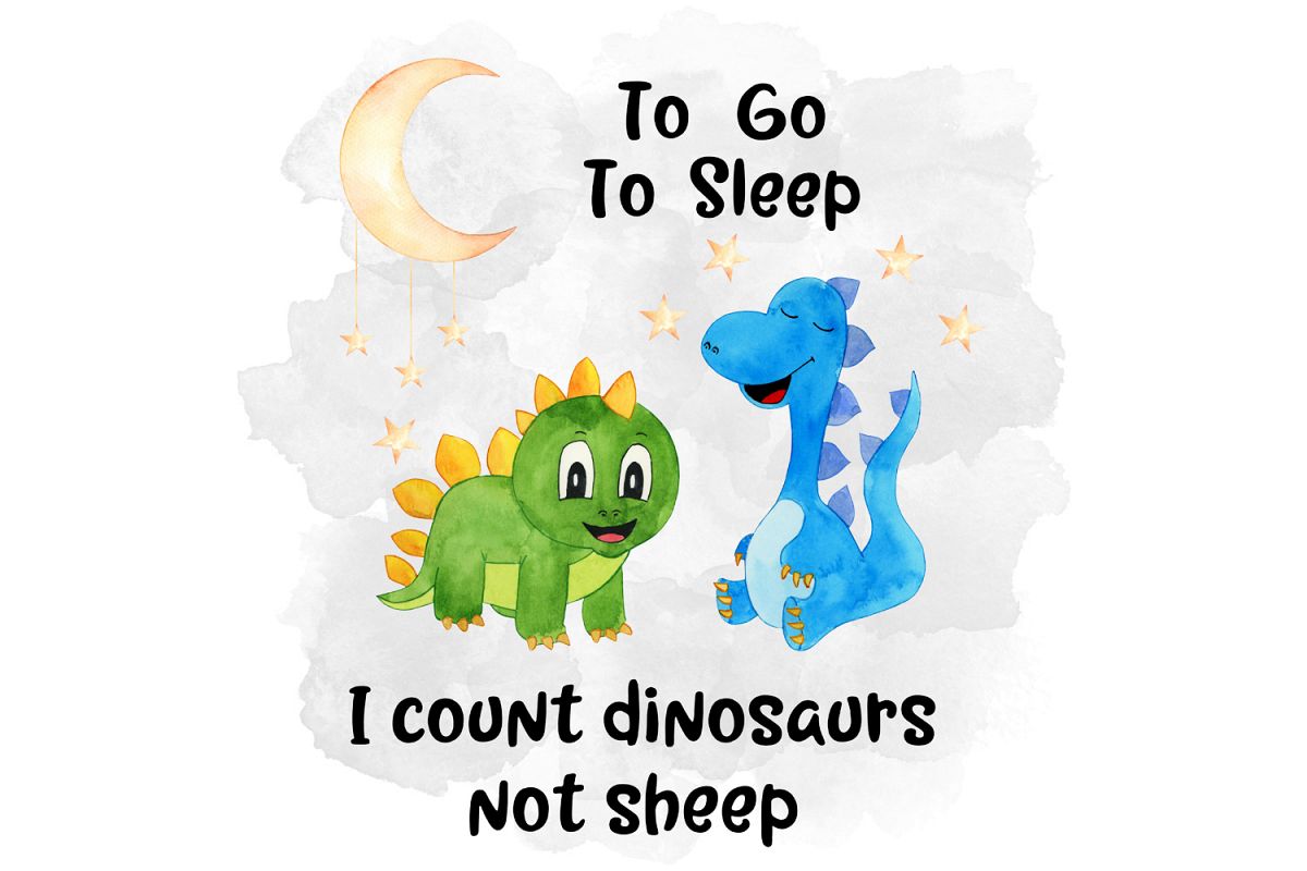 Count Dinosaurs Not Sheep, Watercolor Design example image 1