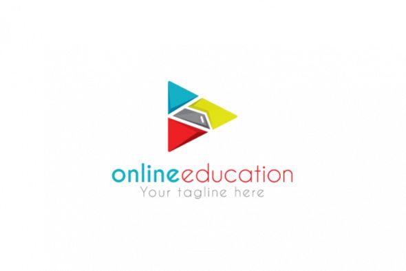 Online Education - Play Symbol Stock Logo Design Template example image 1