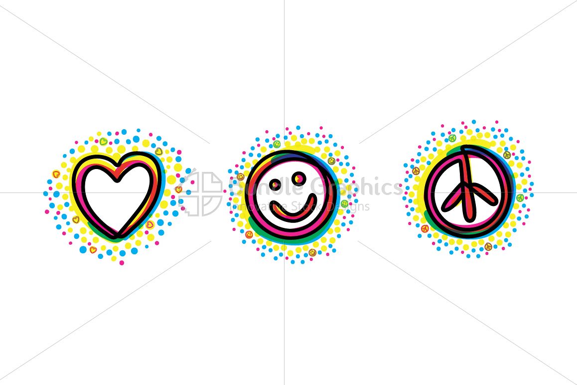 Love Smile Peace - Bold Linear Simple Illustration Iconic Graphics example image 1