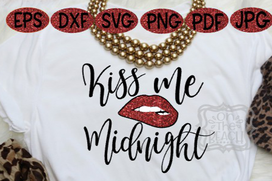 NYE SVG, Biting lips, New Years Eve, Kiss me Midnight example image 1