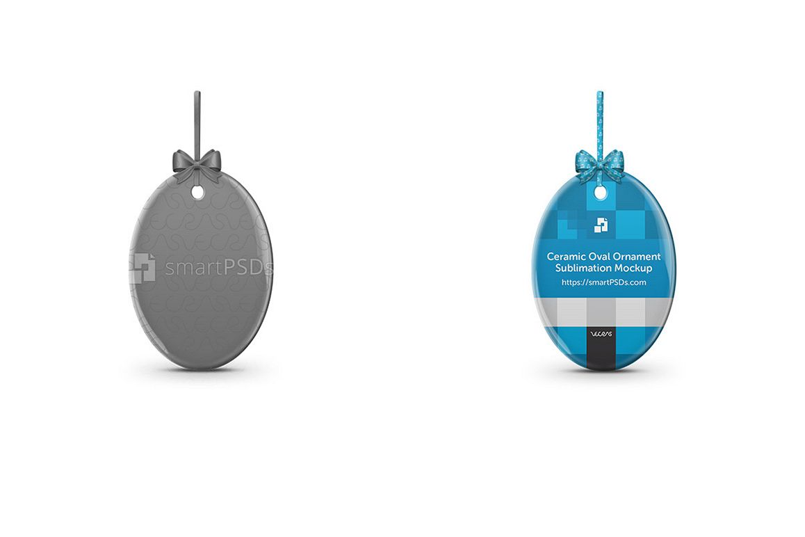 Oval Shaped Ceramic Ornament Sublimation Design Mockup example image 1