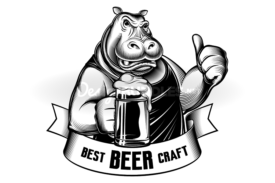 Hippopotamus Beer Glass Craft Behemoth Thumb Emblem Engraved example image 1