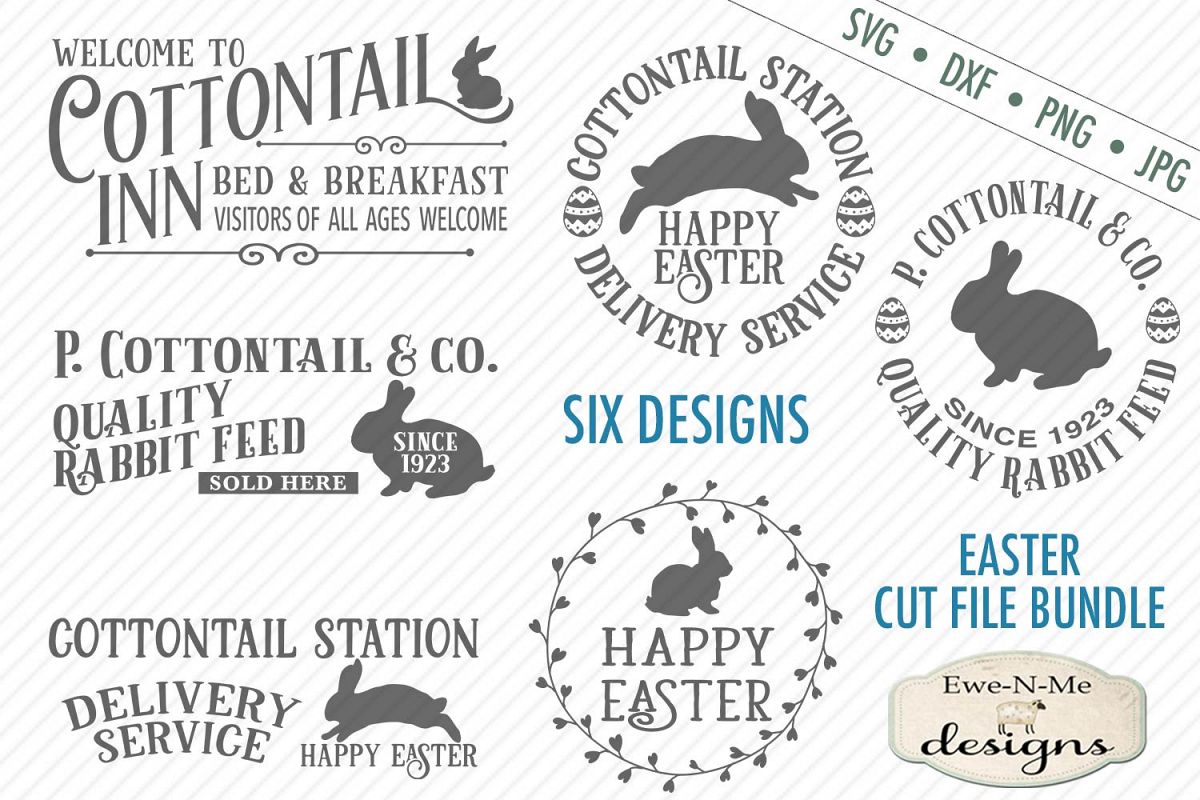 Easter Cottontail Bundle Easter Bunny Rabbit SVG DXF Files example image 1