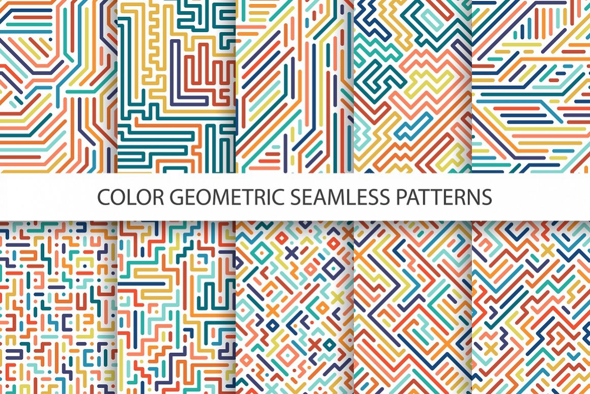 Colorful geometric striped patterns. example image 1