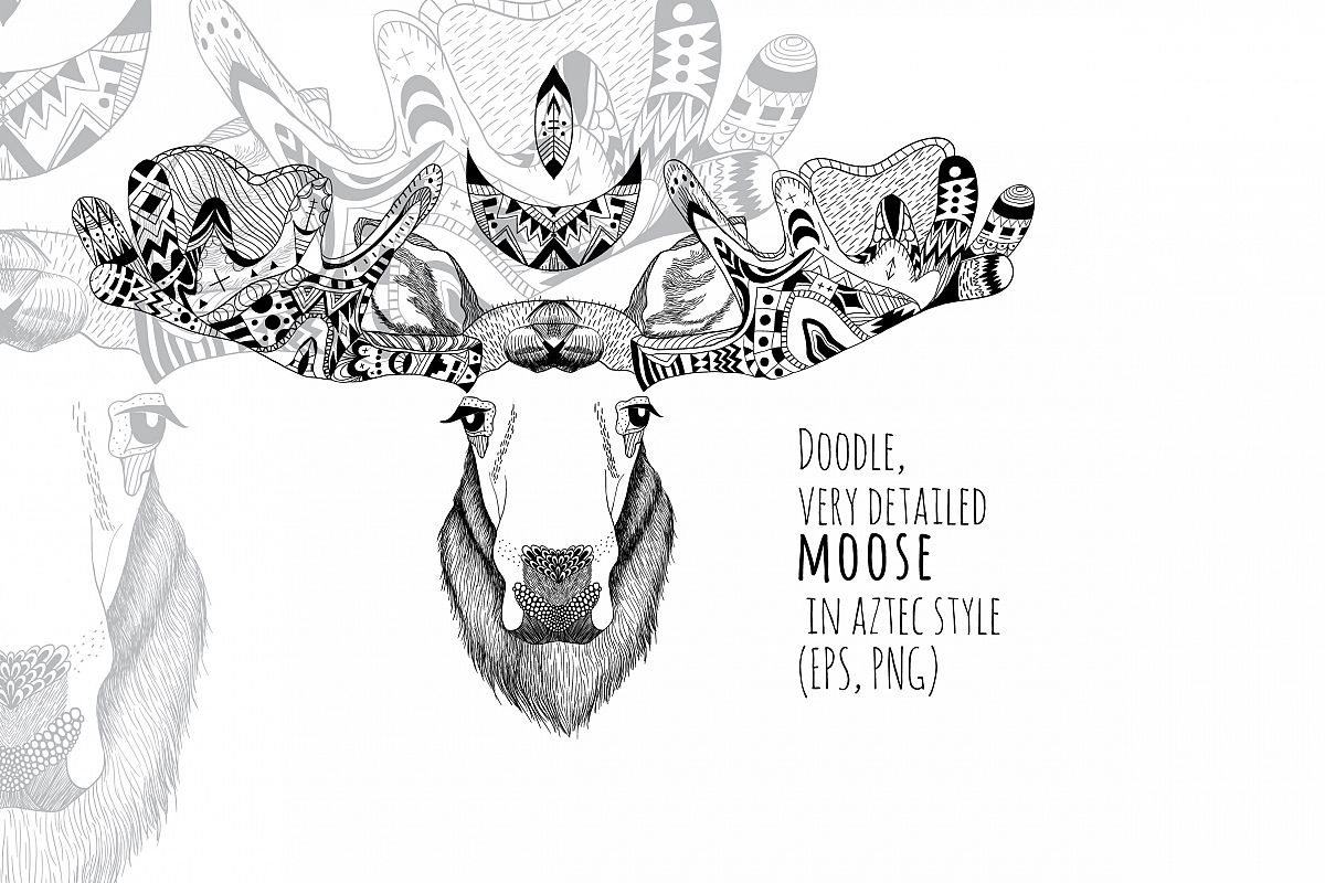 Textured moose in aztec style example image 1