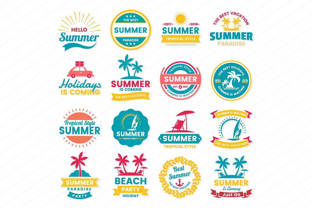Summer Badge & Objects Vector Set example image 1