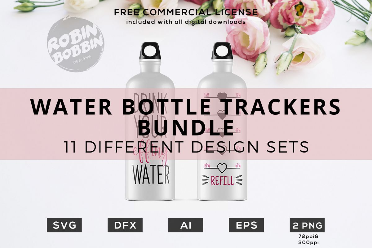 Water Bottle Trackers - SVG Bundle example image 1