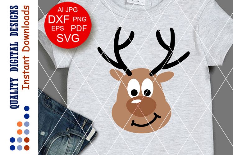 Deer svg Cute Christmas Deer Antlers clipart Holiday decor example image 1