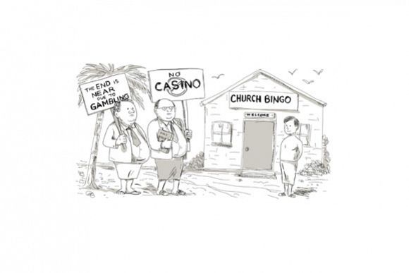 Samoan Church Preacher Protesting Cartoon example image 1