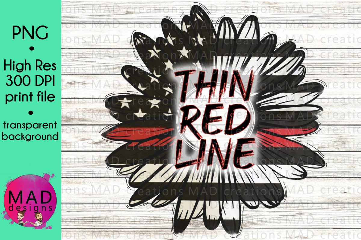 Thin Red Line - Rustic Sunflower -Firefighter example image 1