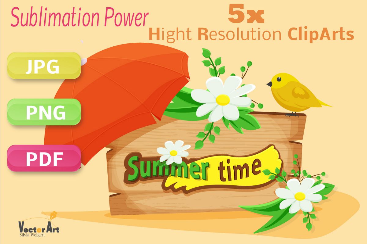 Summer Time - Craft Bundle for Sublimation and Scrapbooking example image 1