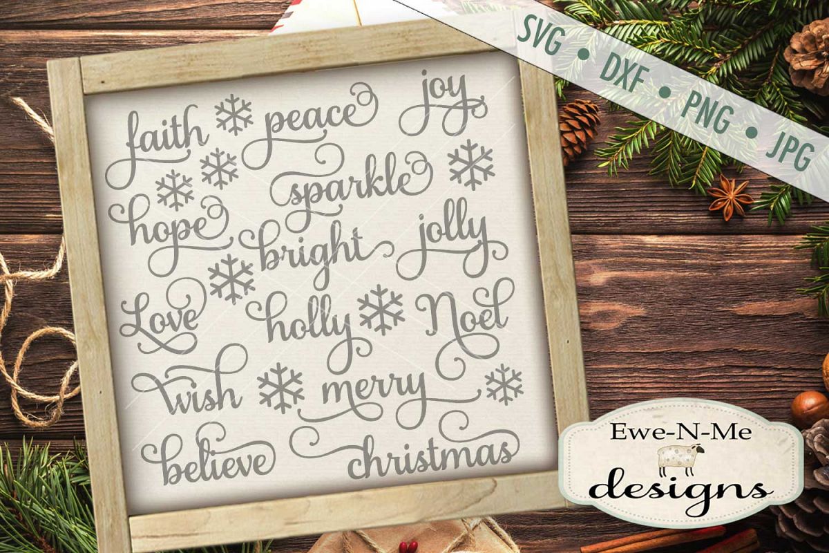 Download Holiday Words and Snowflakes SVG DXF Files (219618) | Cut ...