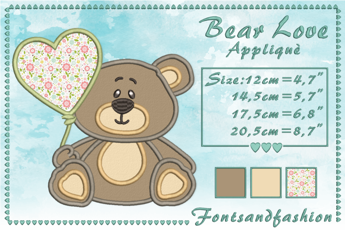Bear Love_Appliquè example image 1
