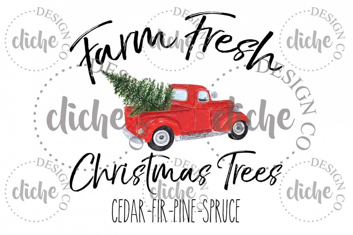 Christmas Tree Truck Sublimation Design example image 1