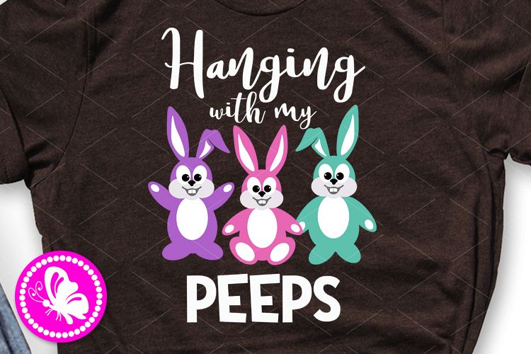 Hanging with my peeps png Bunnies clip art Happy Easter svg example image 1