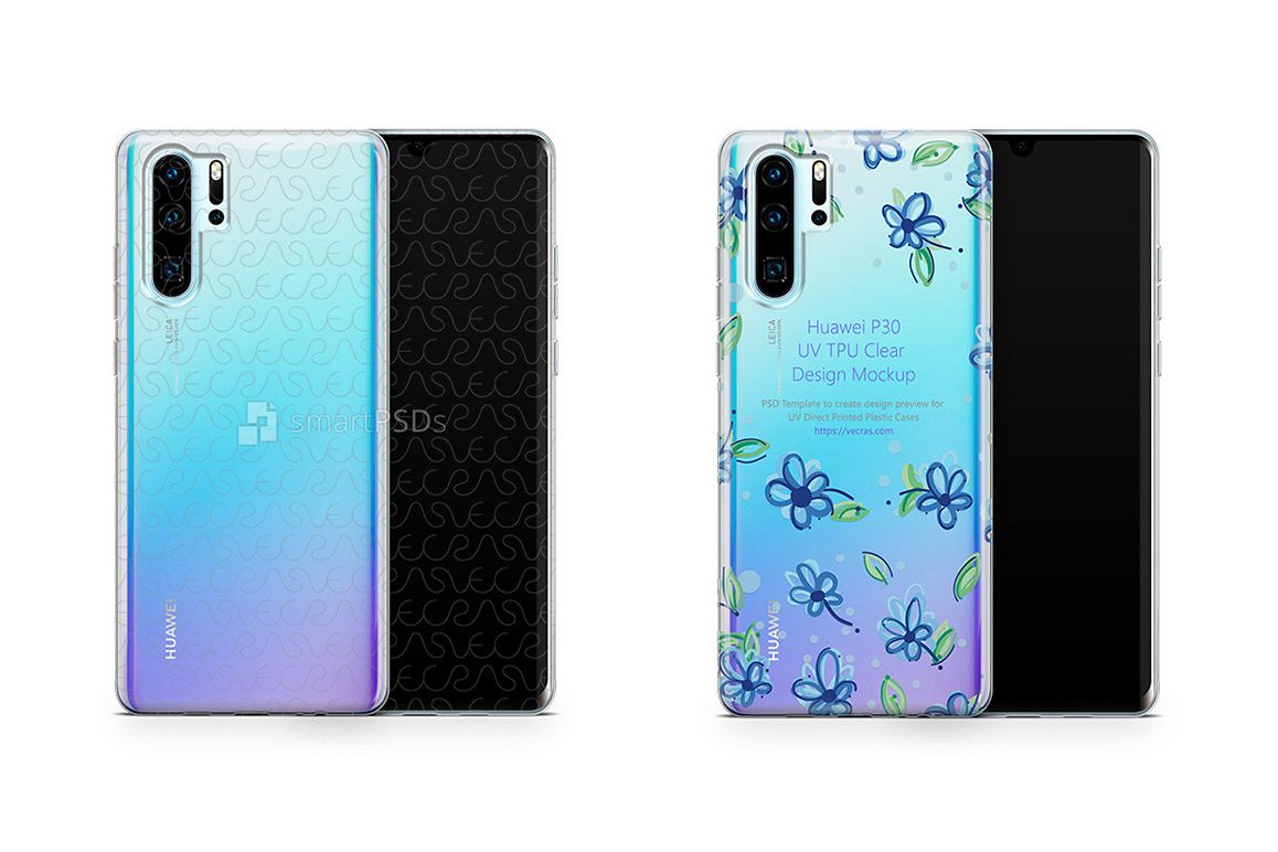 Huawei P30 Pro UV TPU Clear Case Mockup 2019 Flat example image 1