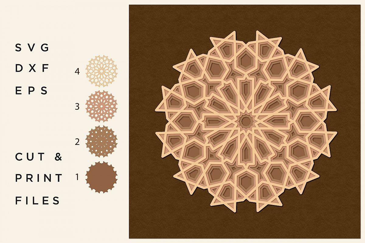 Download Mandala SVG, Cut file Mandala, Cut multilayer Mandala, 3D