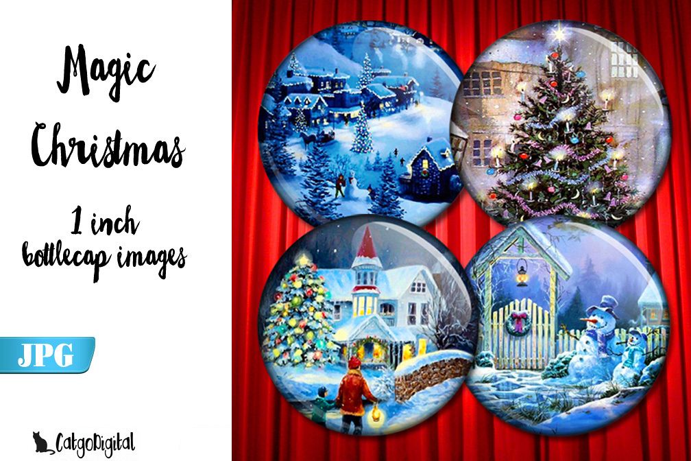 Magic Christmas circle images 1 inch bottlecap example image 1