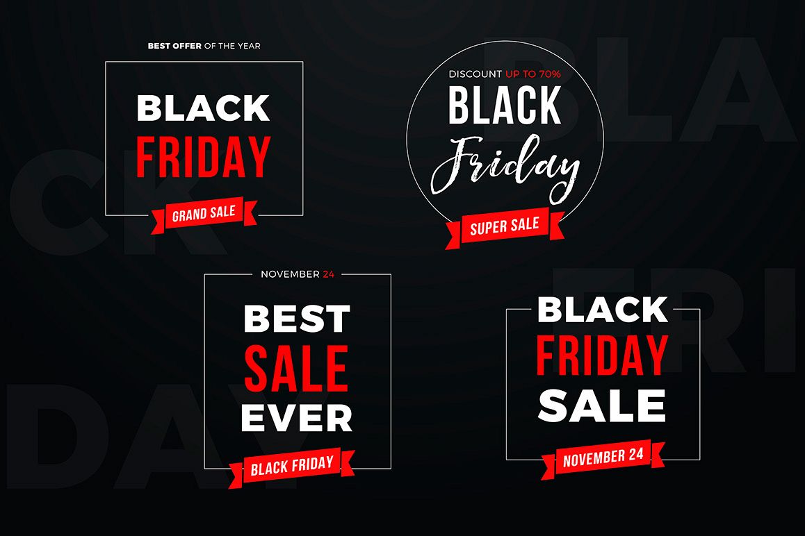 4 Black Friday Sale Banners Set example image 1