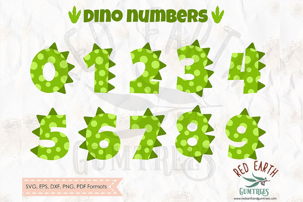 Dinosaur numbers spots and spikes, Trex SVG,DXF,PNG,EPS,PDF