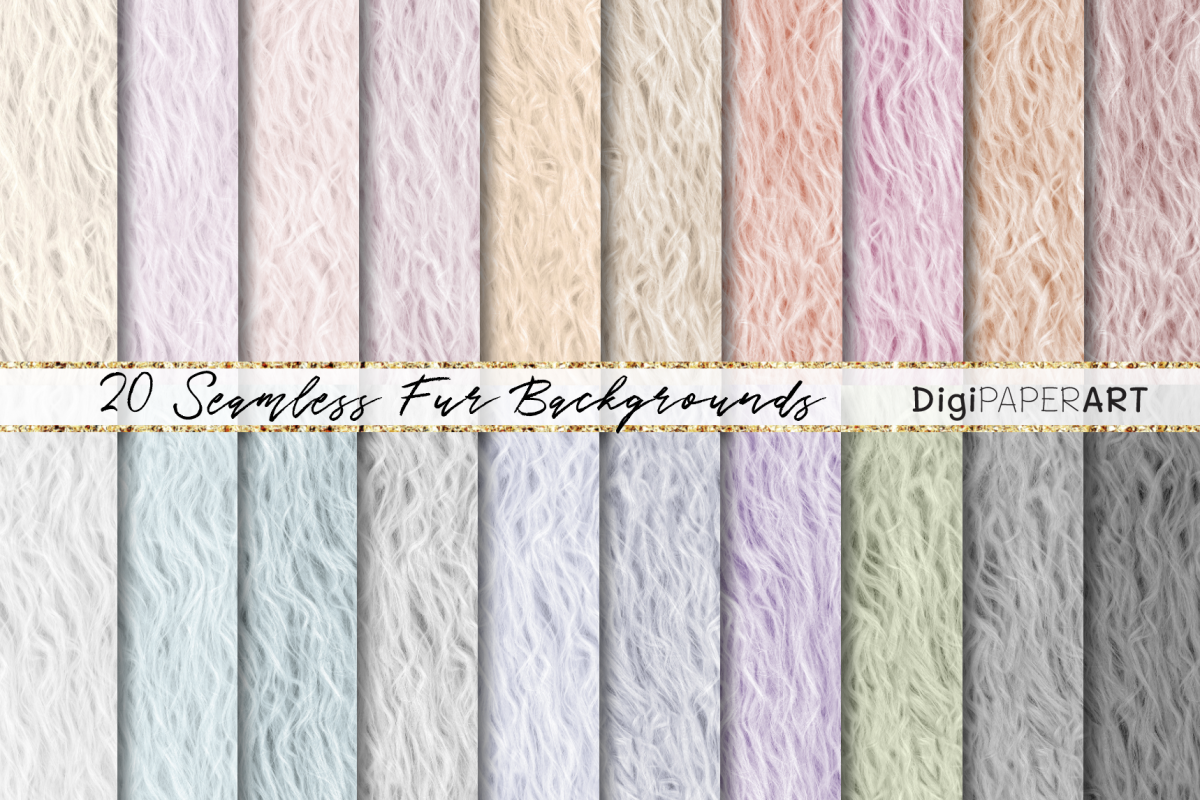 Fur Seamless Backgrounds, Pastel Colors Fur Digital Paper example image 1