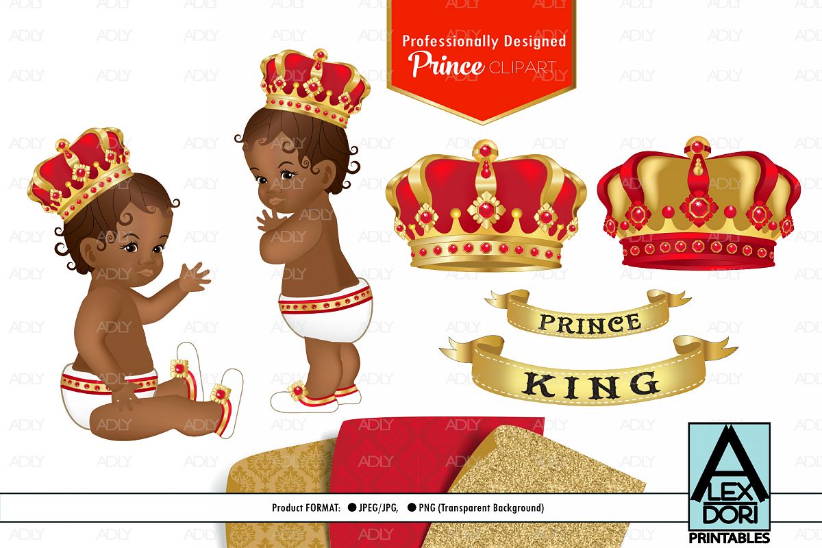 Red Gold Baby Boy Prince PNG, Clipart set, background example image 1
